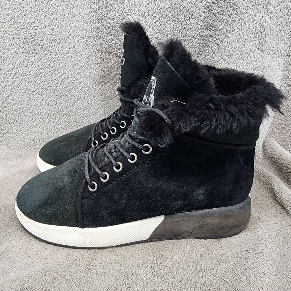 AU&MU Shoes Womens Size 7 Taurus Series Black Suede Lace Up Ankle Winter Boots